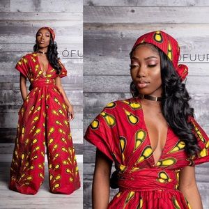 Infinity African Print Jumpsuit & Matching Scarf